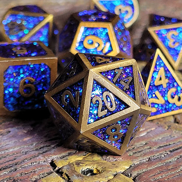 Bardic Blue RPG Metal Dice Set