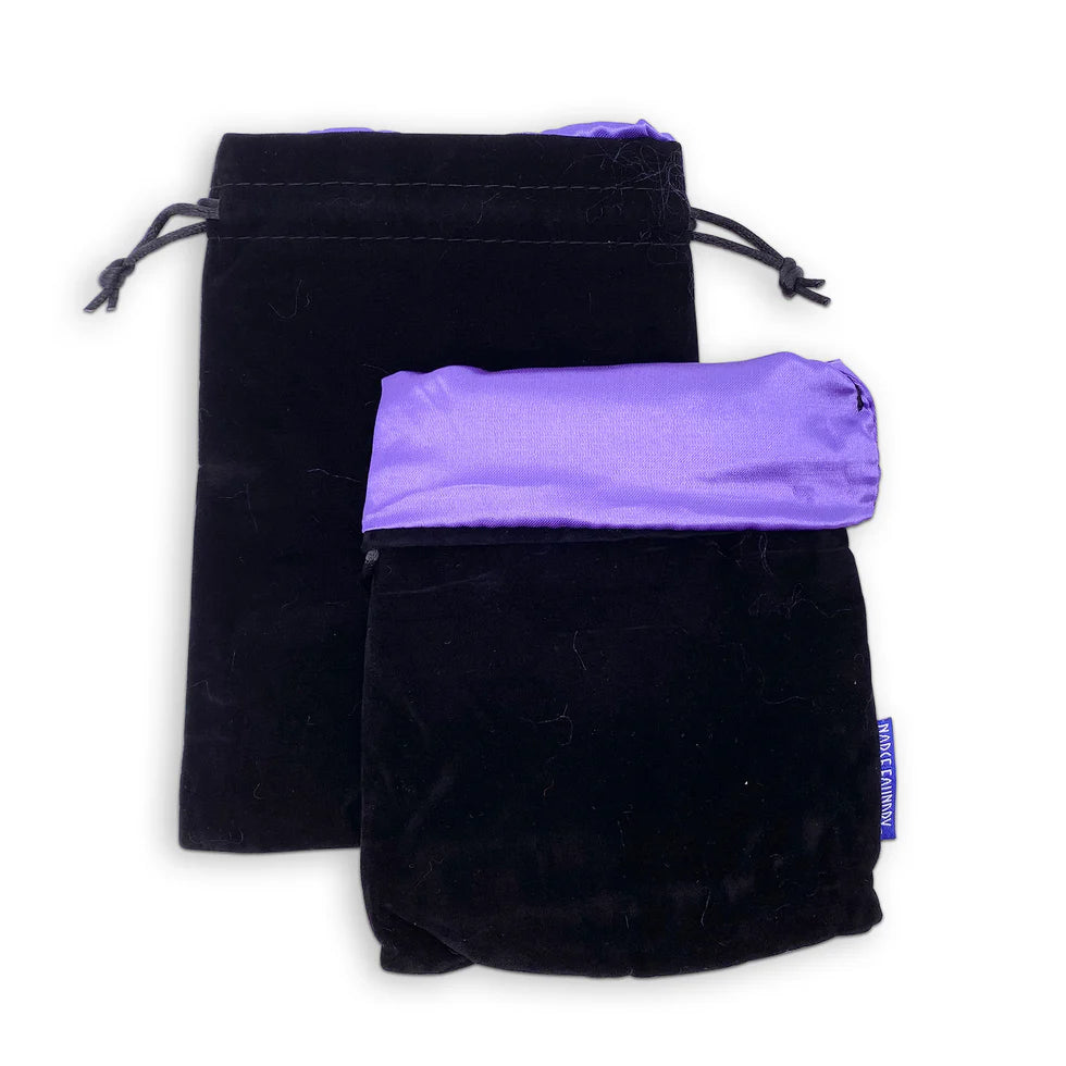 Velvet & Satin Dice Bag: Black/Purple
