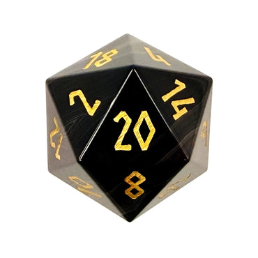 30MM Gemstone D20 Boulder: Black Striped Agate