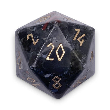 30MM Gemstone D20 Boulder: Bloodstone