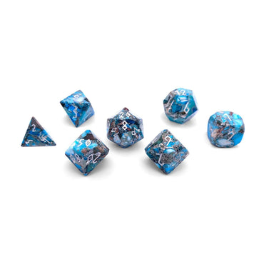 Gemstone Dice: Blue Howlite with Brass