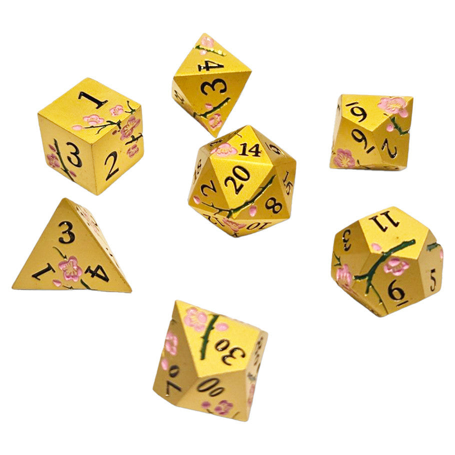 Metal RPG Dice Set: Sakura - Gold/Pink