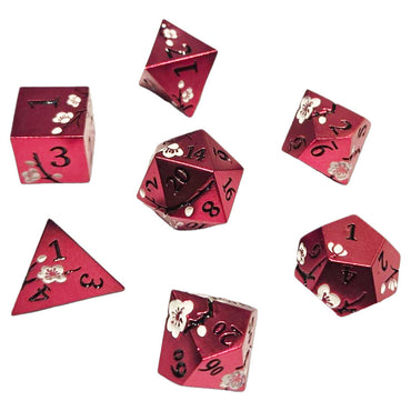 Metal RPG Dice Set: Sakura - Red/White