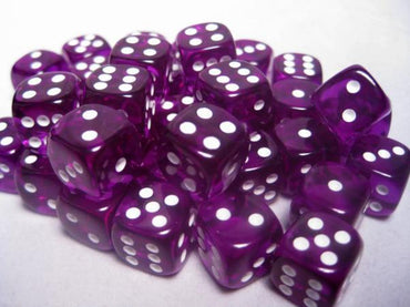12mm D6 Brick: Translucent - Purple/White (36ct)