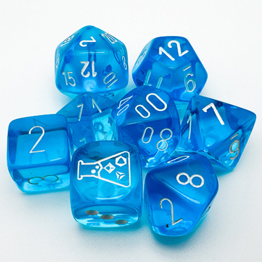 Chessex 7-Die Set: Tropical Blue/White