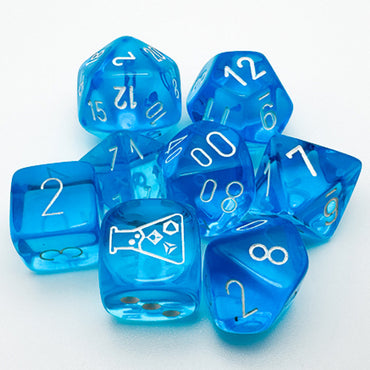 Chessex 7-Die Set: Tropical Blue/White