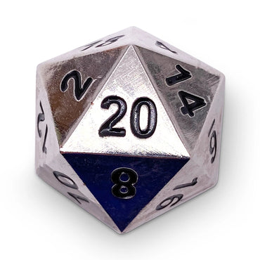 45MM Metal D20 Boulder: Chainmail Silver
