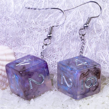 D6 Earring: Purple & Black