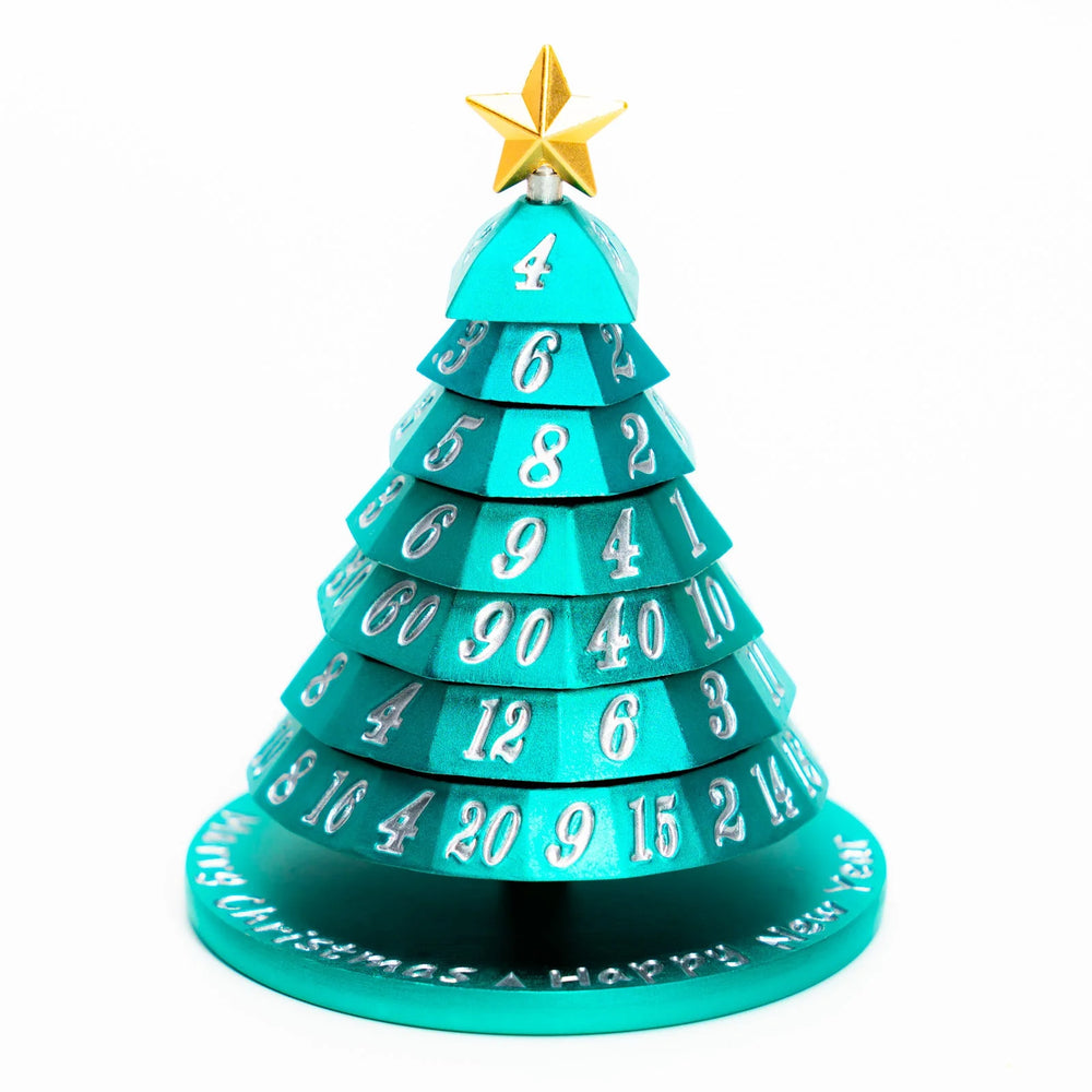 Aluminum Christmas Tree Dice "Set": Cyan
