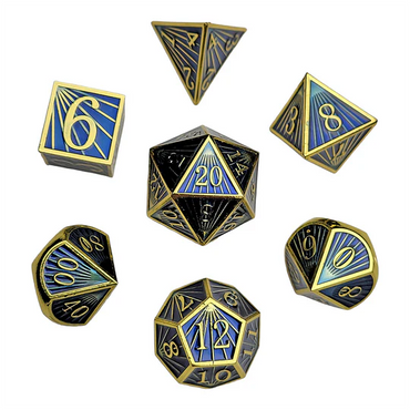 Metal RPG Dice Set: Deco - Blue/Gold