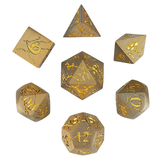 Metal RPG Dice Set: Cracked - Golden Storm