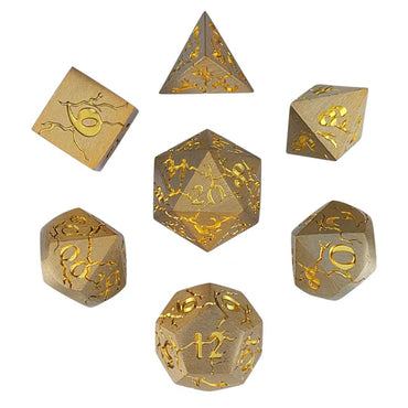 Metal RPG Dice Set: Cracked - Golden Storm