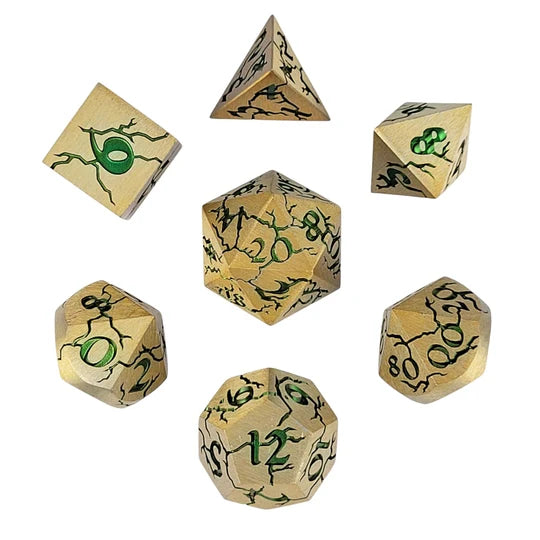 Cracked Looters Gold Set of 7 Metal Dice Set