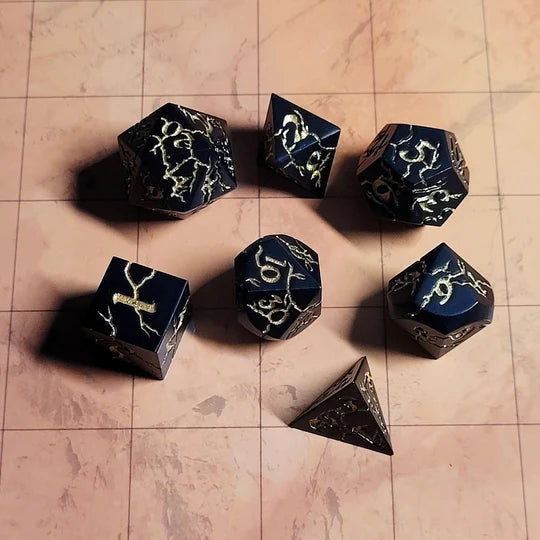 Cracked Storm Wracked Set of 7 Metal Dice Set