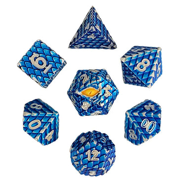 Metal RPG Dice Set: Dragon's Gaze - Blue