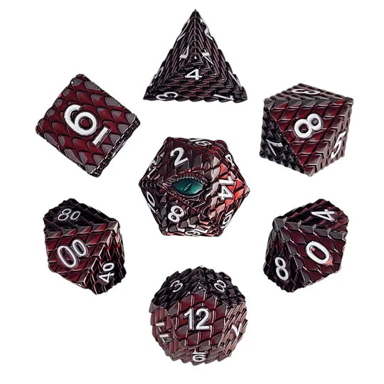 Metal RPG Dice Set: Dragon's Gaze - Red