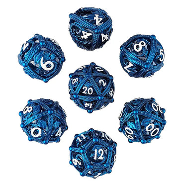 Hollow Metal RPG Dice Set: Dragon's Bauble - Blue