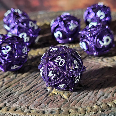 Hollow Metal RPG Dice Set: Dragon's Bauble - Purple