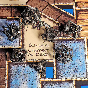 Hollow Metal RPG Dice Set: Dragon's Immure - Antique Silver