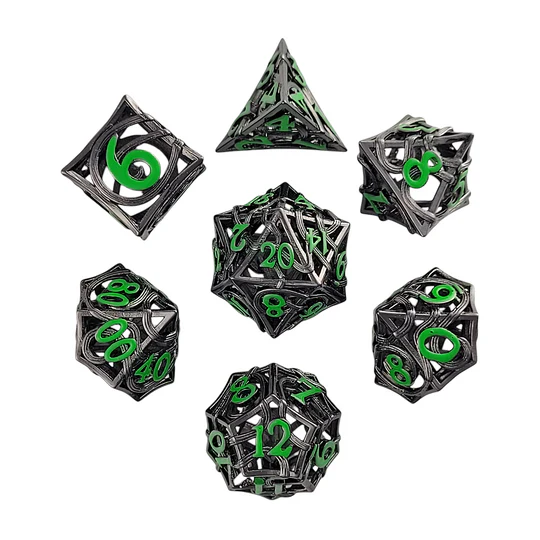 Hollow Metal RPG Dice Set: Entangled Fate - Silver