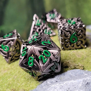 Hollow Metal RPG Dice Set: Sacred Hollows - Silver Green