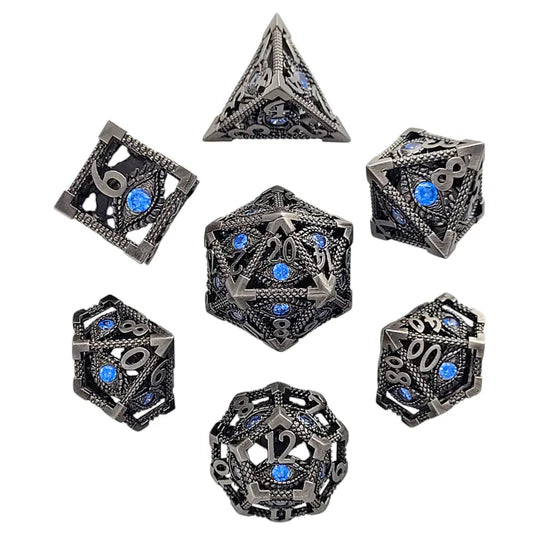 Hollow Metal RPG Dice Set: Serpent's Eye - Silver