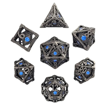 Hollow Metal RPG Dice Set: Serpent's Eye - Silver