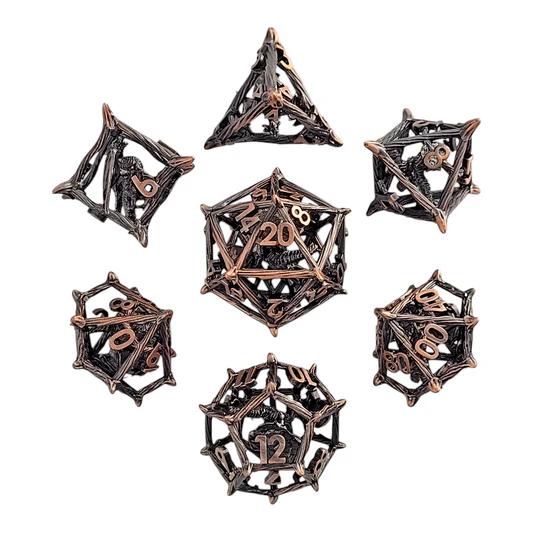 Hollow Metal RPG Dice Set: Wicker Dragon - Copper