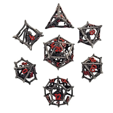Metal RPG Dice Set: Wicker Dragon - Silver