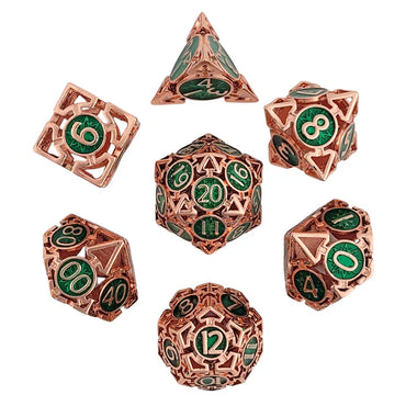 Metal RPG Dice Set: Wind's Rose - Copper & Green
