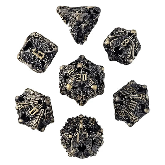 Hollow Metal RPG Dice Set: Winged Death - Bronze