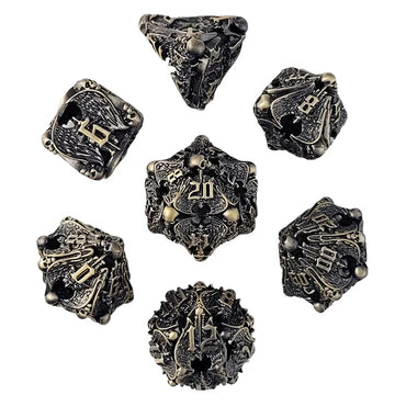 Hollow Metal RPG Dice Set: Winged Death - Bronze