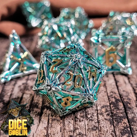 Dice Goblin Flower Petals Metal RPG Dice Set