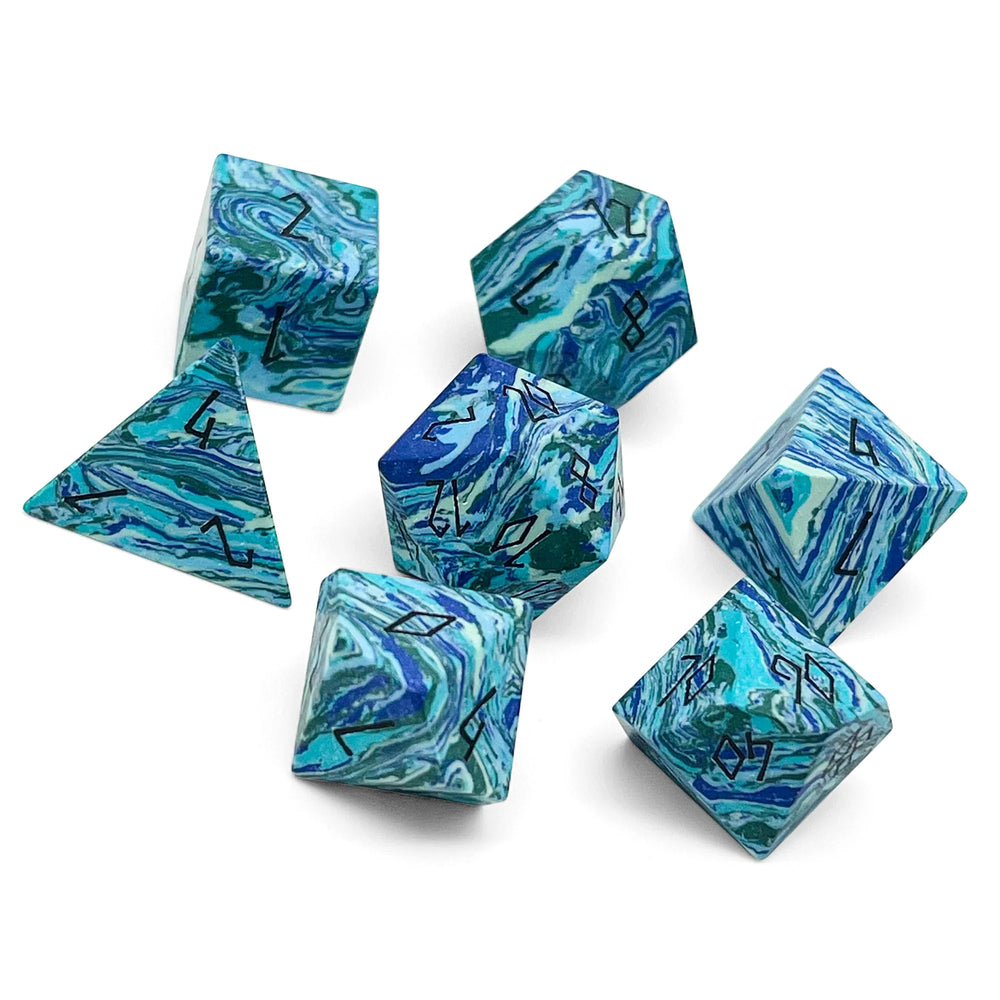 Gemstone Dice: Green Veined Turquoise