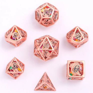 Hollow Metal RPG Dice Set: Gem Filled - Copper