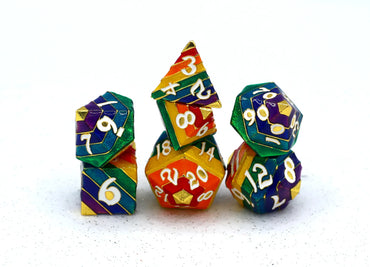 Metal RPG Dice Set: Rainbow Pride
