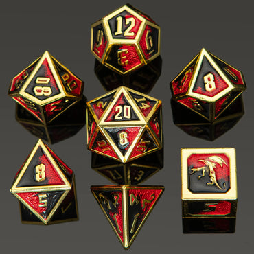 Metal RPG Dice Set: Draconis - Gold/Red/Black