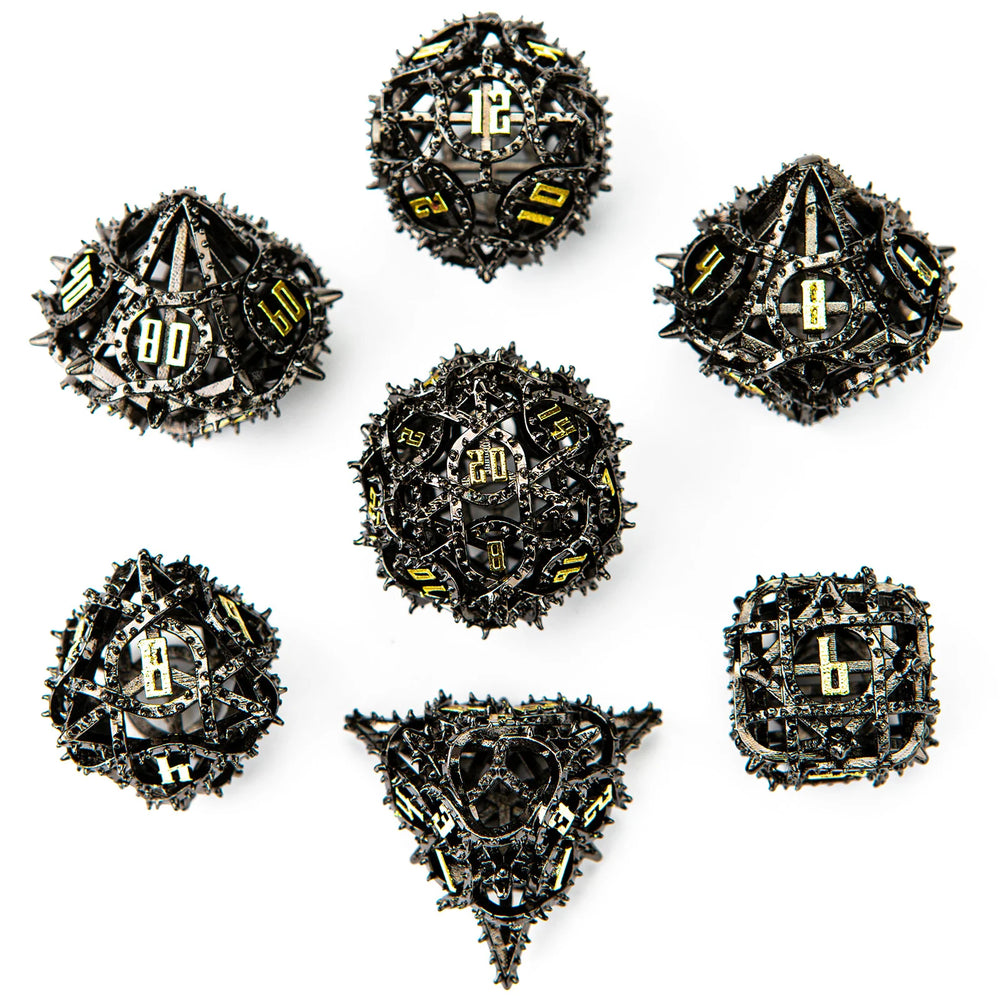 Demon Cage Hollow Metal RPG Dice Set (Gunmetal)