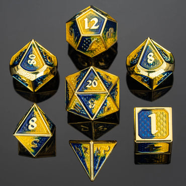 Metal RPG Dice Set: Behemoth - Gold/Yellow/Blue