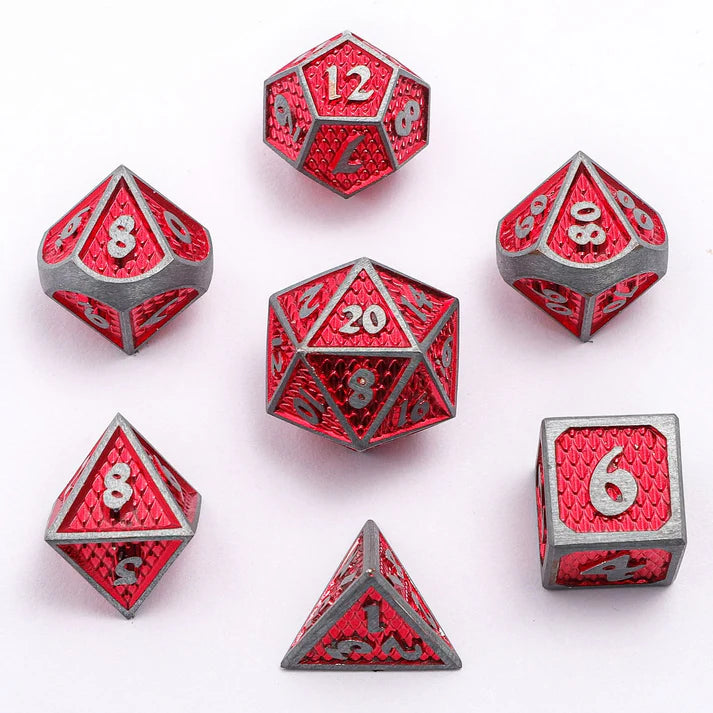 Mini Behemoth Metal Dice Set- Brushed Ruby