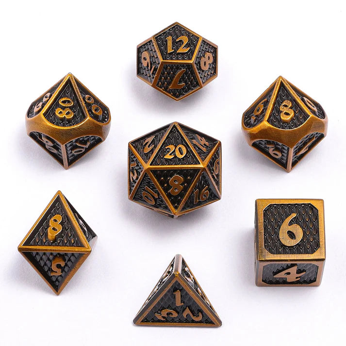 Mini Behemoth Metal Dice Set- Ancient Gold