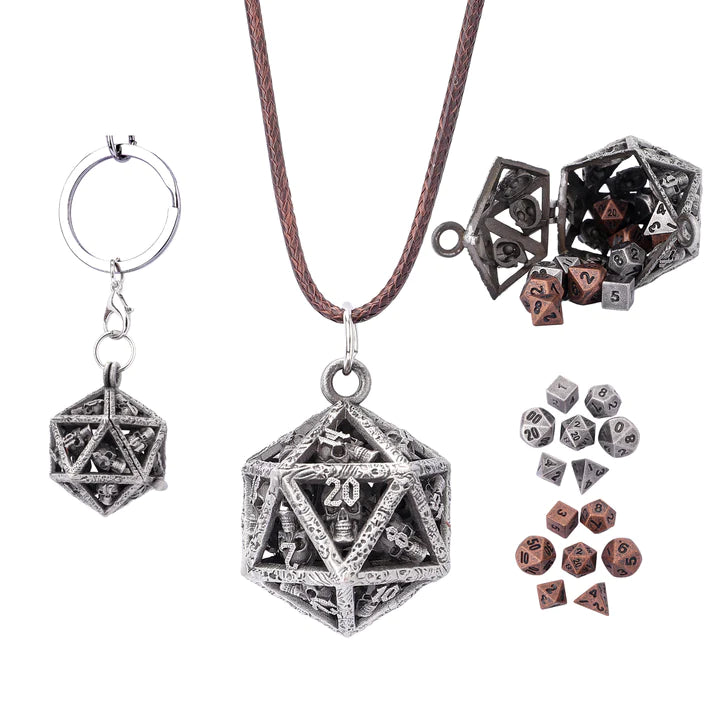 Grimskull's D20 Locket Gift Set: Ancient Silver