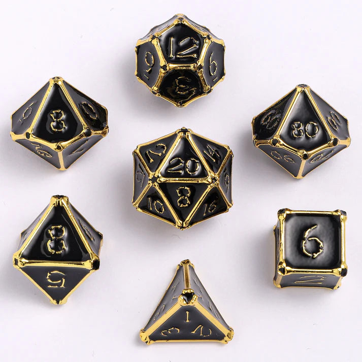 Metal RPG Dice Set: Bone Collector - Gold/Black