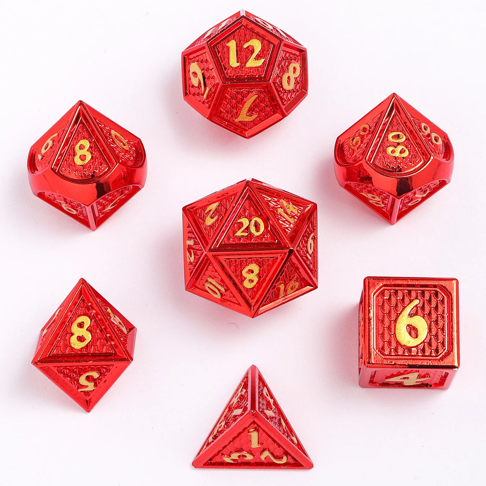 Metal RPG Dice Set: Behemoth - Red Chrome/Gold