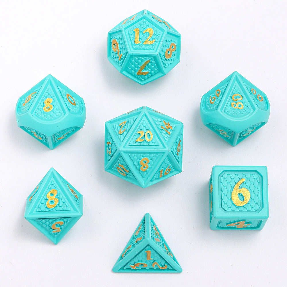 Metal RPG Dice Set: Behemoth - Turquoise/Gold