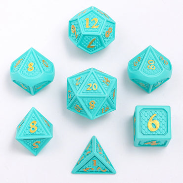 Metal RPG Dice Set: Behemoth - Turquoise/Gold
