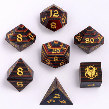 Wooden RPG Dice Set: Rainbow Wood