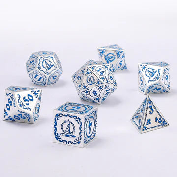 Metal RPG Dice Set: Wizard - Silver/Blue