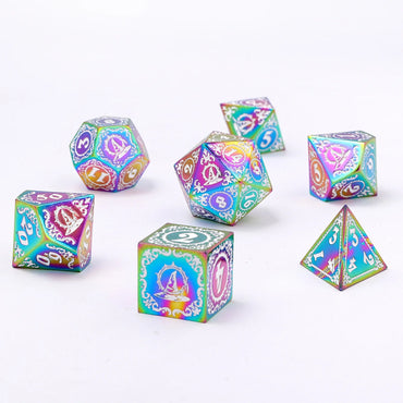 Metal RPG Dice Set: Wizard - Rainbow and White