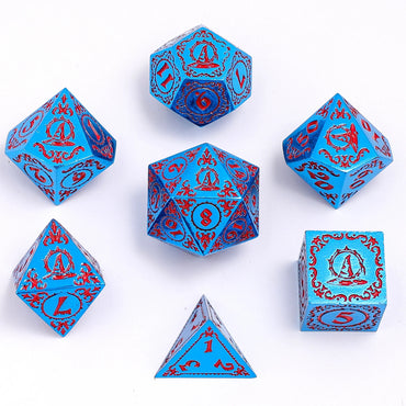 Metal RPG Dice Set: Wizard - Blue/Red
